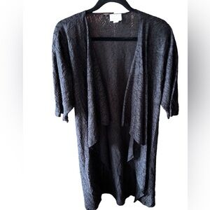 Lularoe Small black lace Shirley‎ kimono. Waterfall front, NWT